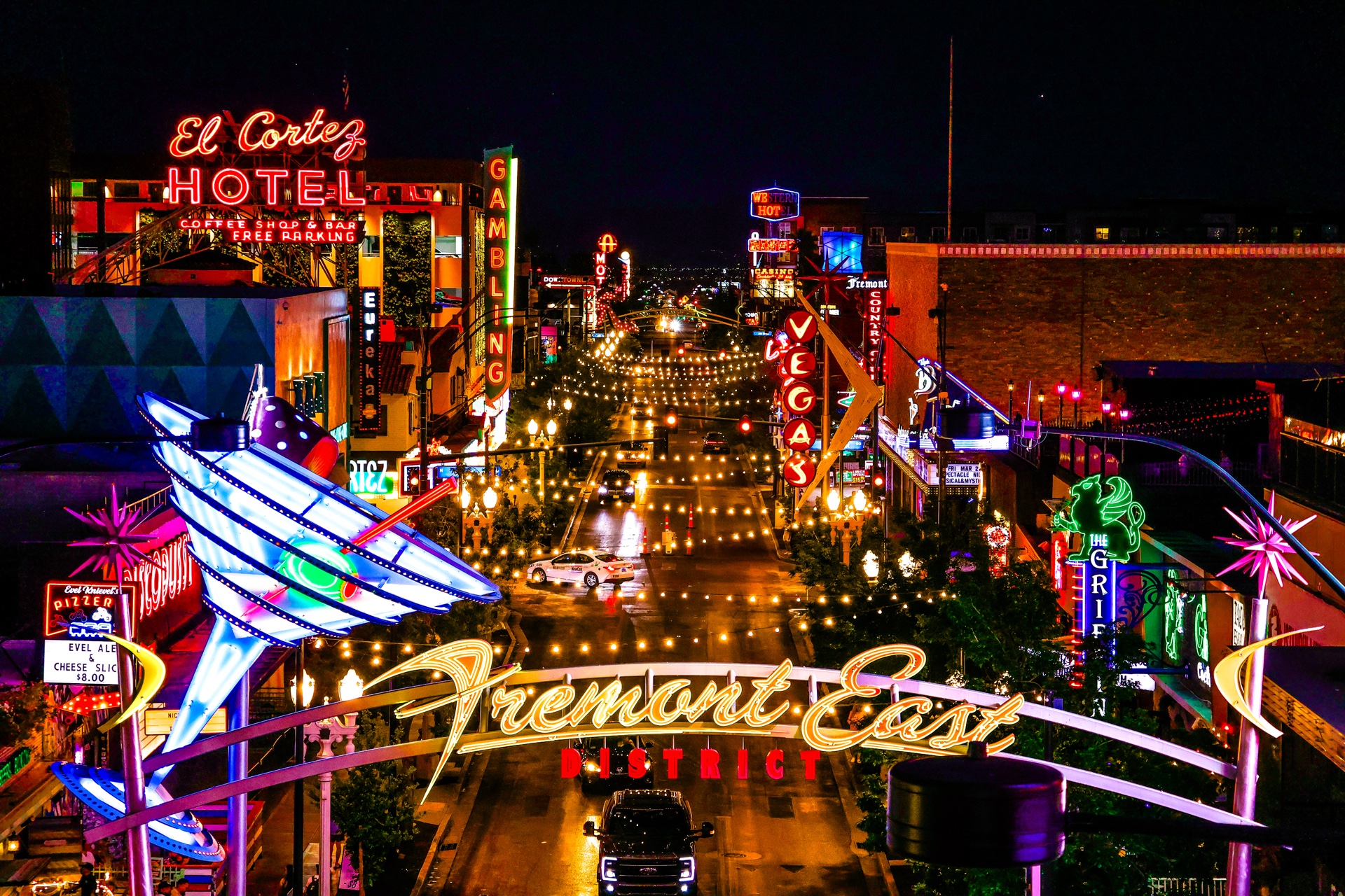 Original photograph of the Fremont East district in Las Vegas