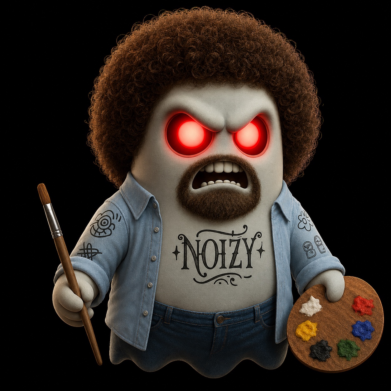 Noizy Ghost painter holding a brush and palette